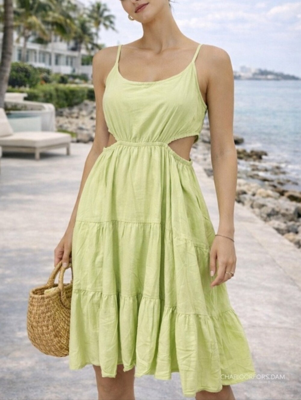 Serra Green Cut Out Dress Size Large NWOT